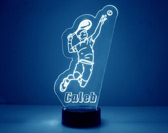 Tennis Player Night Light, Personalized Free, LED Night Lamp, With Remote Control, Engraved Gift, 16 Color Change