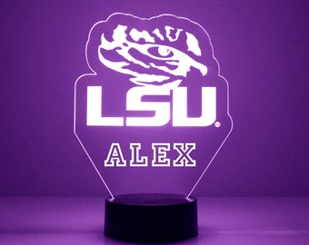 LSU Tigers School Logo, Personalized Sports Fan Lamp, Engraving, LSU Tigers Fan Gift,  OFFICIALLY Licensed Collegiate Product