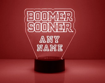 Oklahoma Sooners, Personalized Sports Fan Lamp, College Football, Engraved, Fan Gift, OFFICIALLY LICENSED Collegiate Product