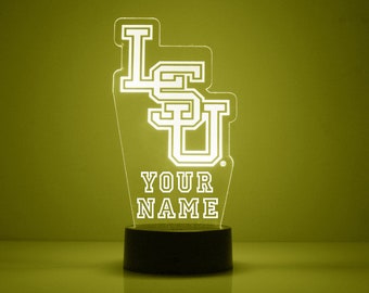 LSU Tigers School Logo, Personalized Sports Fan Lamp, Engraved, LSU Tigers Fan Gift,  OFFICIALLY Licensed Collegiate Product