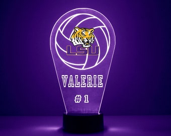 LSU Tigers Volleyball, Personalized Sports Fan Lamp, Engraved, LSU Tigers Fan Gift, OFFICIALLY Licensed Collegiate Product