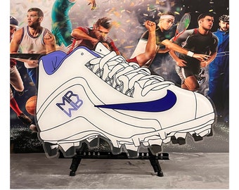 Baseball Cleat Sign in Board, Sports Mitzvah Sign in Board, Custom Made Bar/Bat Mitzvah Mirrored Acrylic Sign In Board - Baseball, Football