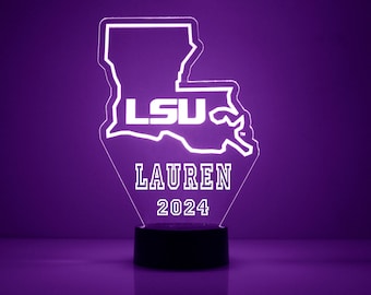 LSU Tigers School Logo, Personalized Sports Fan Lamp, Engraved, LSU Tigers Fan Gift,  OFFICIALLY Licensed Collegiate Product
