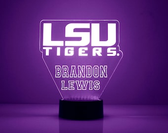 LSU Tigers School Logo, Personalized Sports Fan Lamp, Free Engraved, LSU Tigers Fan Gift, OFFICIALLY Licensed Collegiate Product