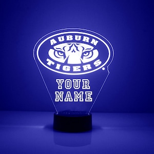 Auburn Tigers, Personalized Sports Fan Lamp, College Football, Free Engraving, Auburn Tigers Fan Gift, 16 Color Remote Control, CLC Licensed