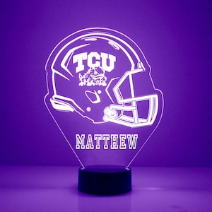 TCU Horned Frogs, Personalized Sports Fan Lamp, College Football, Free Engraving, TCU Fan Gift,16 Color Remote Control, CLC Licensed