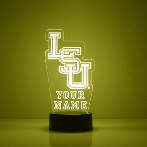 LSU Tigers School Logo, Personalized Sports Fan Lamp, Free Engraving, LSU Tigers Fan Gift, 16 Color Remote Control, CLC Licensed