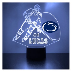 Penn State Nittany Lions, Personalized Sports Fan Lamp, College Hockey, Free Engraving, Fan Gift,16 Color Remote Control, CLC Licensed