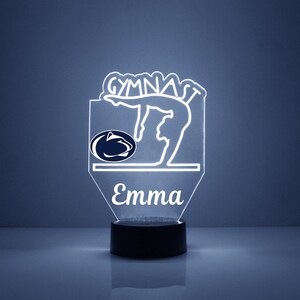 Penn State Nittany Lions Gymnastics, Personalized Sports Fan Lamp, Free Engraving, Gymnast Gift,16 Color Remote Control, CLC Licensed