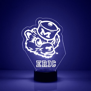 Michigan Wolverines Logo, Personalized Sports Fan Lamp, School Logo, Free Engraving, Fan Gift,16 Color Remote Control, CLC Licensed