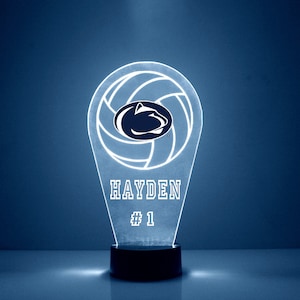 Penn State Nittany Lions Volleyball, Personalized Sports Fan Lamp, Free Engraving, Volleyball Gift, 16 Color Remote Control, CLC Licensed