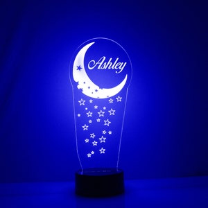 Moon and Stars Celestial Night Light, Personalized Free, LED Night Lamp, With Remote Control, Engraved Gift, 16 Color Change