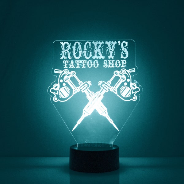 Tattoo Shop, Artist Light, Personalized Free, LED Night Lamp, With Remote Control, Engraved Gift, 16 Color Change