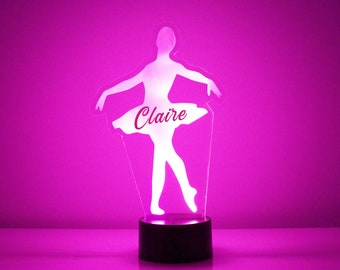 Ballerina Night Light, Personalized Free, LED Night Lamp, With Remote Control, Engraved Gift, 16 Color Change