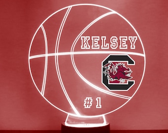 South Carolina Gamecocks, Personalized Sports Fan Lamp, College Basketball, Engraved, Fan Gift,  OFFICIALLY LICENSED Collegiate Product