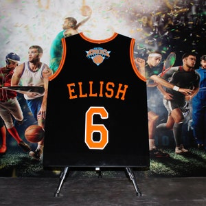 Custom Made Basketball Jersey Bar/Bat Mitzvah Mirrored Acrylic Sign In Board - Create Your Own Logo - Sweet 16 Party Sign In Board