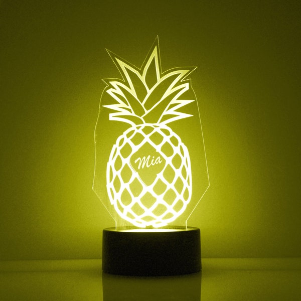 Pineapple Night Light, Personalized Free, LED Night Lamp, With Remote Control, Engraved Gift, 16 Color Change