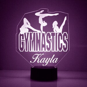Gymnastics Night Light, Personalized Free, LED Night Lamp, With Remote Control, Engraved Gift, 16 Color Change