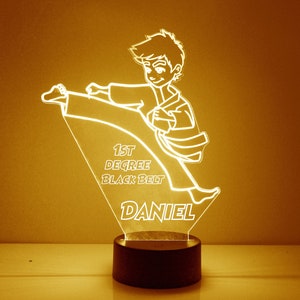 Boys Karate Night Light, Personalized Free, LED Night Lamp, With Remote Control, Engraved Gift, 16 Color Change