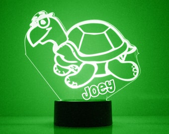 Schildkröten-Nachtlicht, personalisiert frei, LED-Nachtlampe, mit Fernbedienung, graviertes Geschenk, 16 Farbwechsel