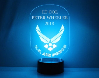 Military Night Light, Personalized Free, LED Night Lamp, With Remote Control, Engraved Gift, 16 Color Change