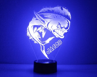 Fish Night Light, Personalized Free, LED Night Lamp, With Remote Control, Engraved Gift, 16 Color Change