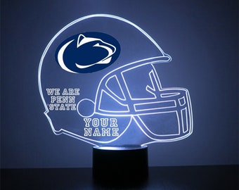 Luminária personalizada para fãs de futebol americano universitário da Penn State Nittany Lions, com gravação, ideal para presentear torcedores e produto universitário oficialmente licenciado.