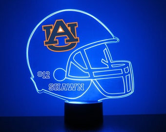Lampada personalizzata per tifosi sportivi Auburn Tigers, Football universitario, incisa, regalo per tifosi Auburn Tigers, prodotto universitario con licenza ufficiale