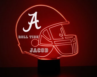 Alabama Crimson Tide, lampada personalizzata per tifosi sportivi, football universitario, incisa, regalo per tifosi dell'Alabama, prodotto universitario con licenza ufficiale