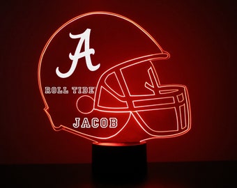 Alabama Crimson Tide, Personalized Sports Fan Lamp, College Football, Free Engraving, Alabama Fan Gift,16 Color Remote Control, CLC Licensed