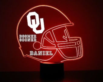 Oklahoma Sooners, lampada personalizzata per tifosi sportivi, football universitario, incisa, regalo per tifosi, prodotto universitario con licenza ufficiale
