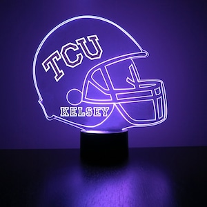 TCU Horned Frogs, Personalized Sports Fan Lamp, College Football, Free Engraving, TCU Fan Gift,16 Color Remote Control, CLC Licensed