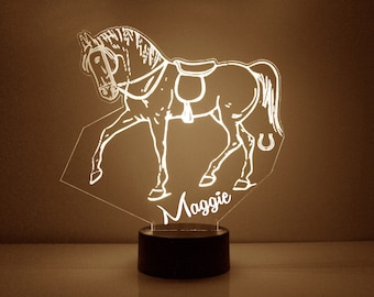 Horse Night Light, Personalized Free, LED Night Lamp, With Remote Control, Engraved Gift, 16 Color Change