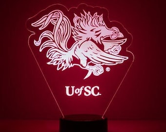 South Carolina Gamecocks, Personalized Sports Fan Lamp, College Football, Engraved, Fan Gift, Control,OFFICIALLY LICENSED Collegiate Product