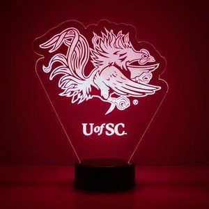 South Carolina Gamecocks, Personalized Sports Fan Lamp, College Football, Free Engraving, Fan Gift, 16 Color Remote Control, CLC Licensed