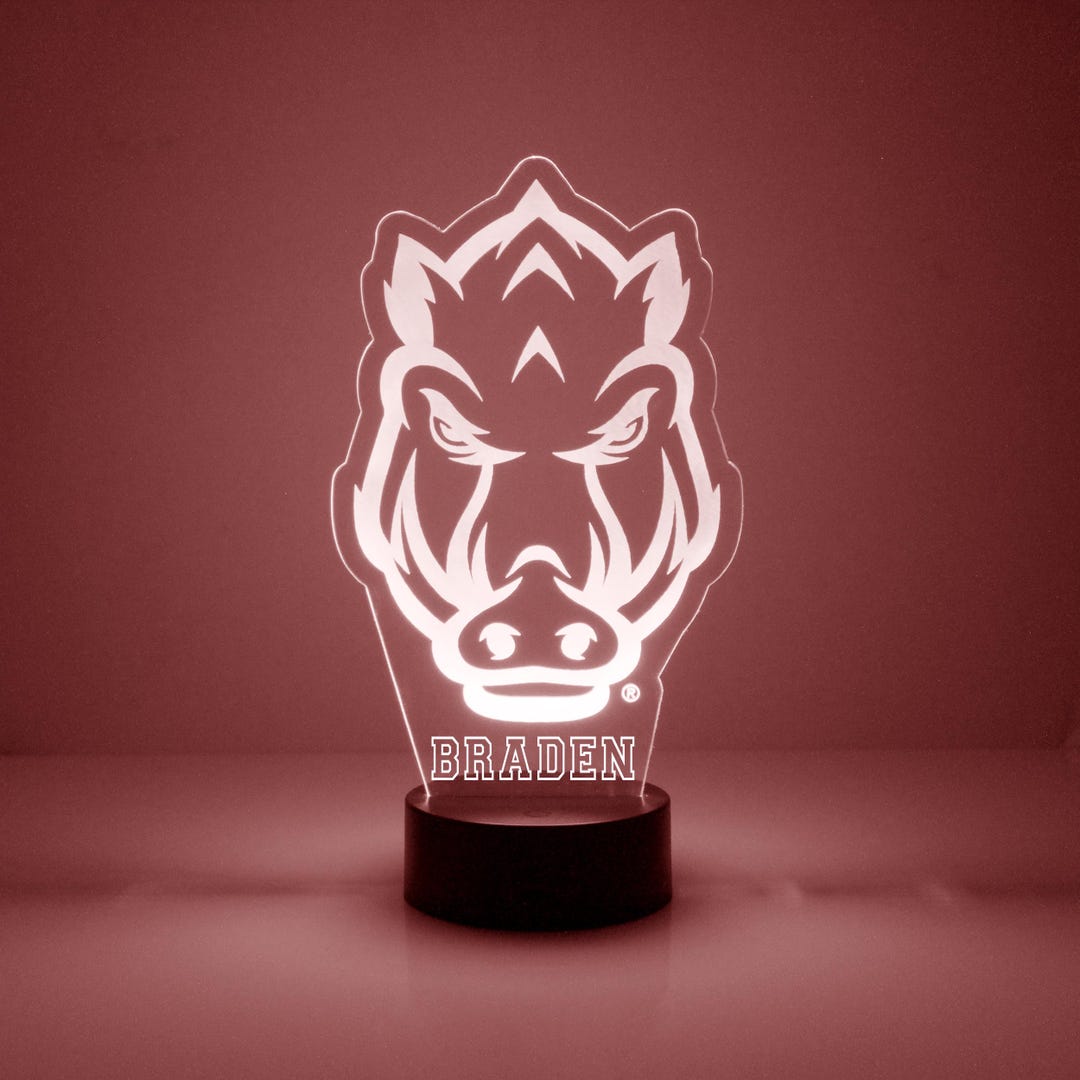 Personalized Razorback Sign Arkansas Razorbacks, Personalized Sports Fan Lamp, College Logo ...
