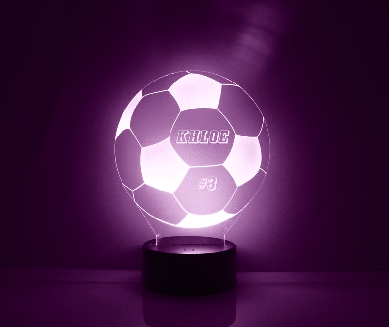 Soccer Ball Night Light, Personalized Free, LED Night Lamp, With Remote Control, Engraved Gift, 16 Color Change, image 4