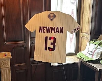 Baseball Jersey Bar Mitzvah Mirrored Acrylic Sign In Board - Customized with Name and Logo - Sports Party Guestbook