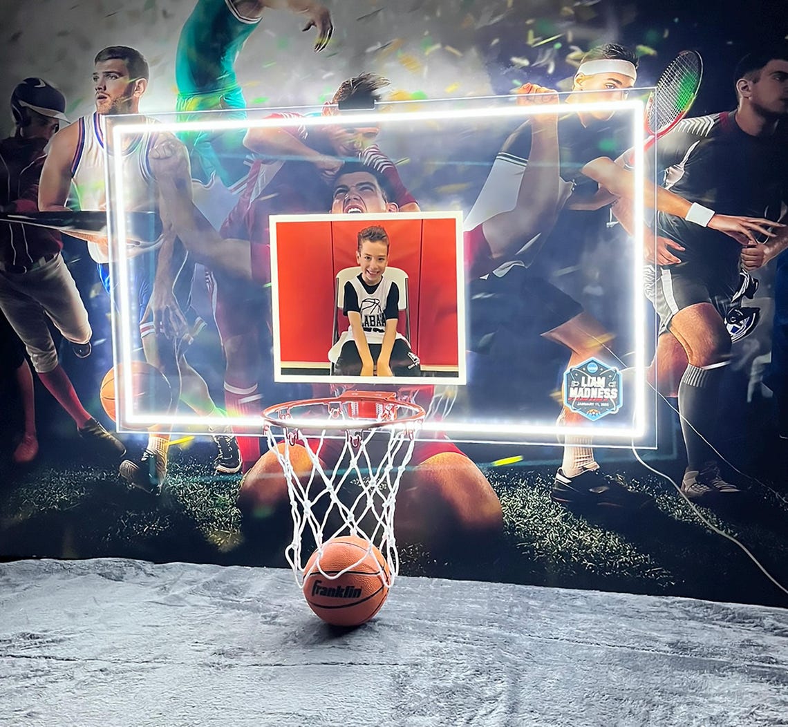 Neon Basketball Backboard & Hoop LED Neon Bar Mitzvah Sign in Board ...