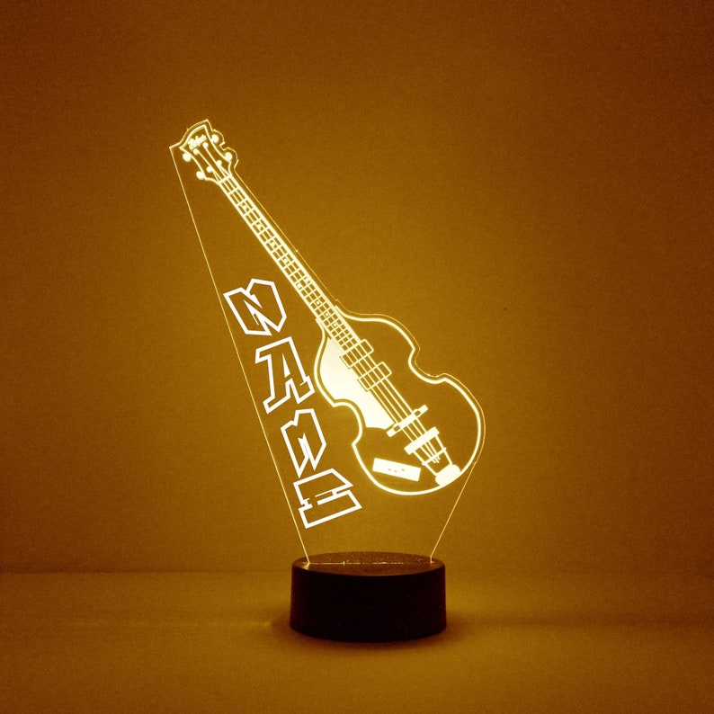 Bass Guitar Night Light, Personalized Free, LED Night Lamp, With Remote Control, Engraved Gift, 16 Color Change, Musician's Gift image 5