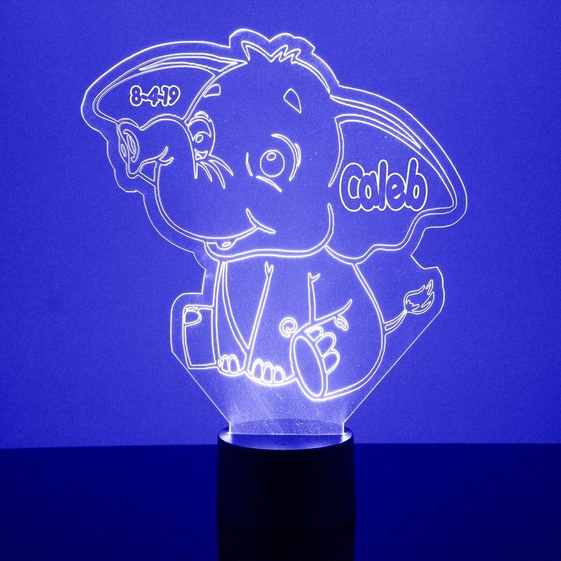Baby Elephant Night Light Personalized Free LED Night Lamp Etsy