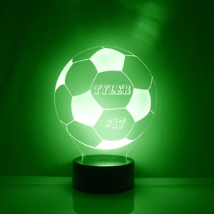 Soccer Ball Night Light, Personalized Free, LED Night Lamp, With Remote Control, Engraved Gift, 16 Color Change, image 5