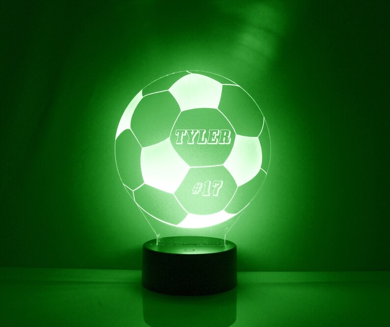 Soccer Ball Night Light 16 Color Change, Engraved Gift LED Night Lamp Personalized Free With Remote Control