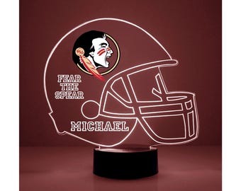 FSU Seminoles, gepersonaliseerde sportventilatorlamp, college football, gegraveerd, cadeau fan Florida staat, officieel gelicentieerd collegiaal product