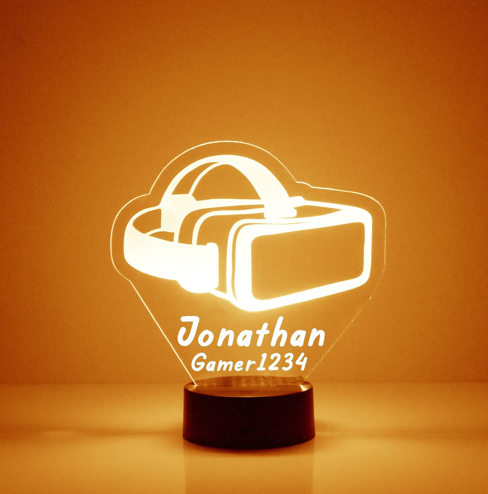 VR Headset Light Up, Personalized Free, LED Night Lamp, With Remote Control, Engraved Gift, 16 Color Change,Gamers Gift, VR Theme Home Decor