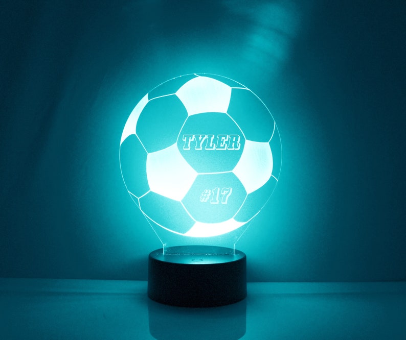 Soccer Ball Night Light 16 Color Change, Engraved Gift LED Night Lamp Personalized Free With Remote Control