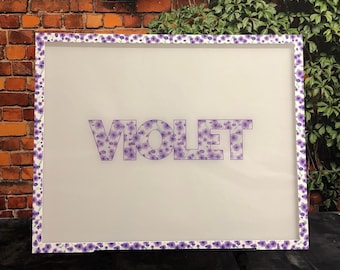 Drop Box Custom Made Violet, Flower Theme Bat Mitzvah Acrylic Sign In Board - Sweet 16,- Weddings, Quinceaneras, Shadow Box Sign In Board