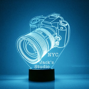 Camera Night Light, Personalized Free, LED Night Lamp, With Remote Control, Engraved Gift, 16 Color Change