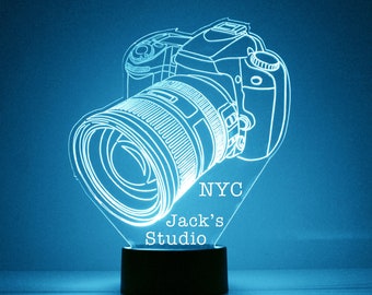 Camera Night Light, Personalized Free, LED Night Lamp, With Remote Control, Engraved Gift, 16 Color Change