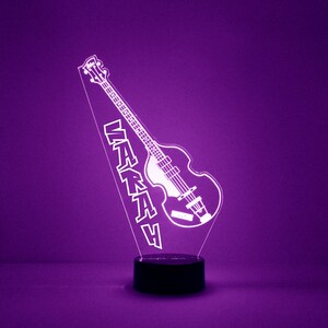 Bass Guitar Night Light, Personalized Free, LED Night Lamp, With Remote Control, Engraved Gift, 16 Color Change, Musician's Gift image 6